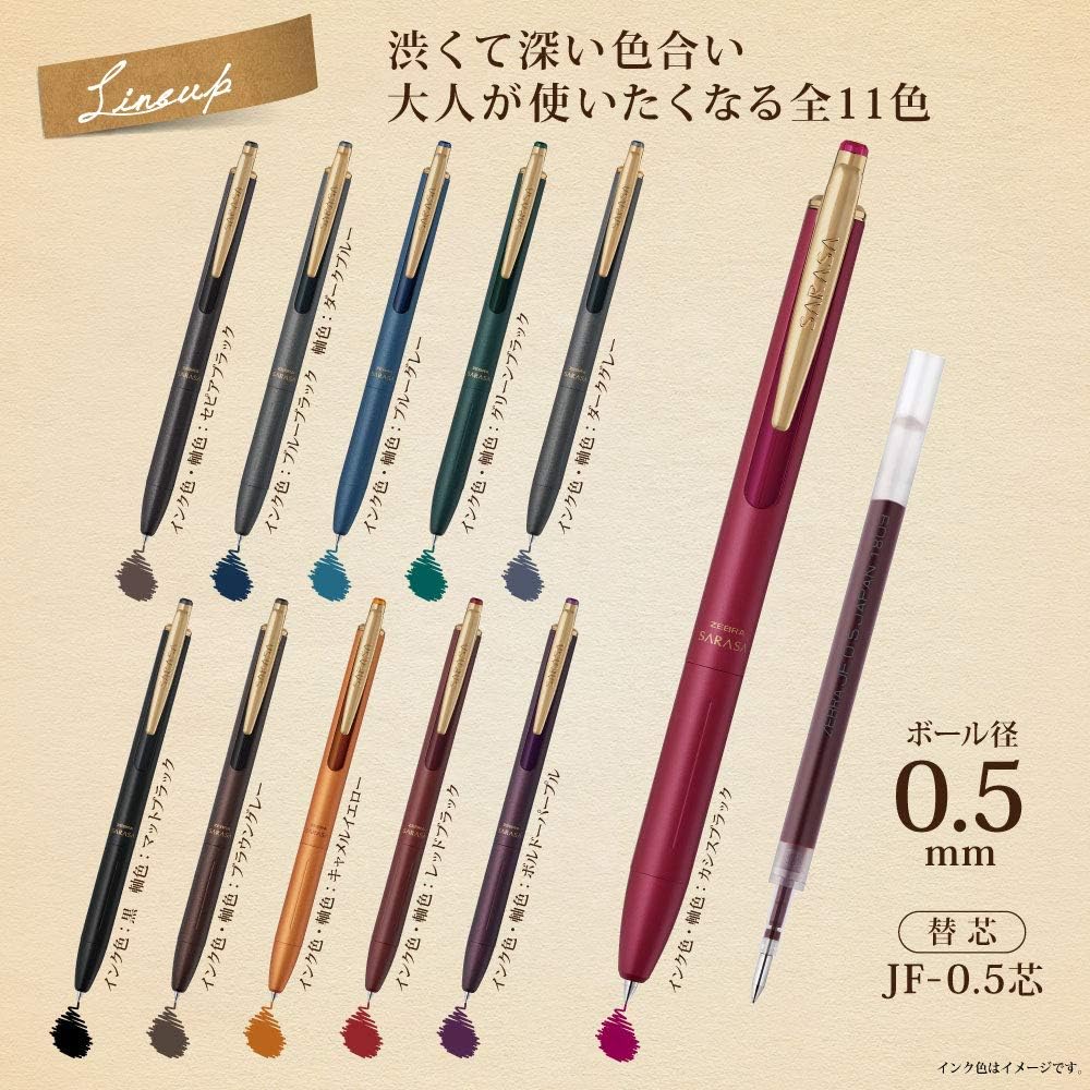 ZEBRA Gel Ballpoint Pen, Sarasa Grand 0.5mm Vintage Color, Bordeaux Purple (P-JJ56-VBP)