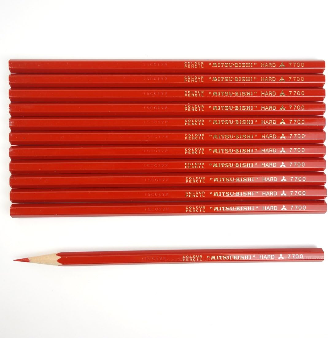 Mitsubishi Pencil Colored Pencils No.7700 Red Hard Pack of 12