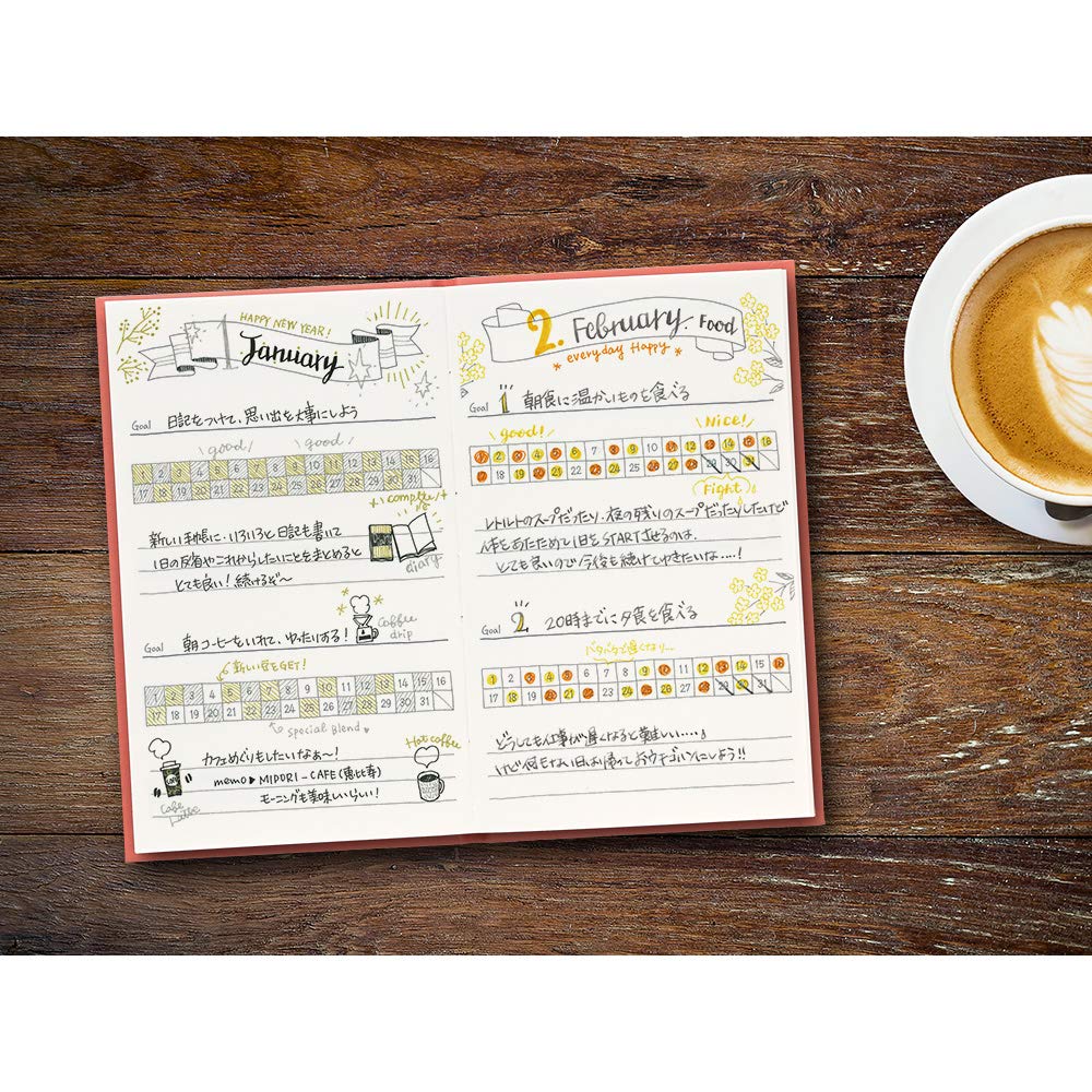 DESIGNPHIL Midori 12873006 Diary Habit Tracker Pink