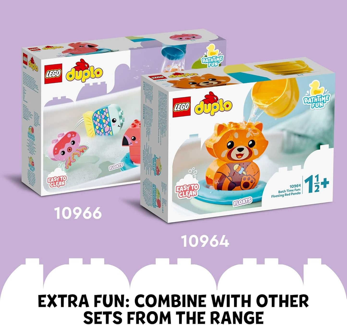 LEGO DUPLO 10965 - Bath Time Fun, Floating Animal Train Bathtub Water Toy for Babies and Toddlers 1.5-3 Years Old with Duck, Hippo, and Polar Bear, Easy to Clean, Great Tub Float Toy for Kids