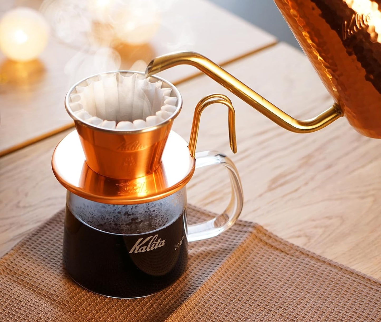 Carita WDC-155 #04105 Copper Coffee Dripper Wave Series, Handmade by Tsubame Artisans, Made in Japan, For 1 or 2 People, Drip Equipment, For 1 or 2 People, For One Person, For One or Two Cups,