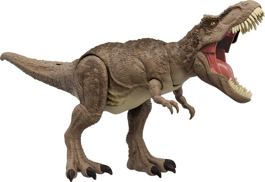 Mattel Jurassic World Chaos Theory All-Out Attack Tyrannosaurus Rex Dinosaur Action Figure Toy, T. rex with Rampage Attack, Chomp & Roar & Evolved Spikes, Digital Play
