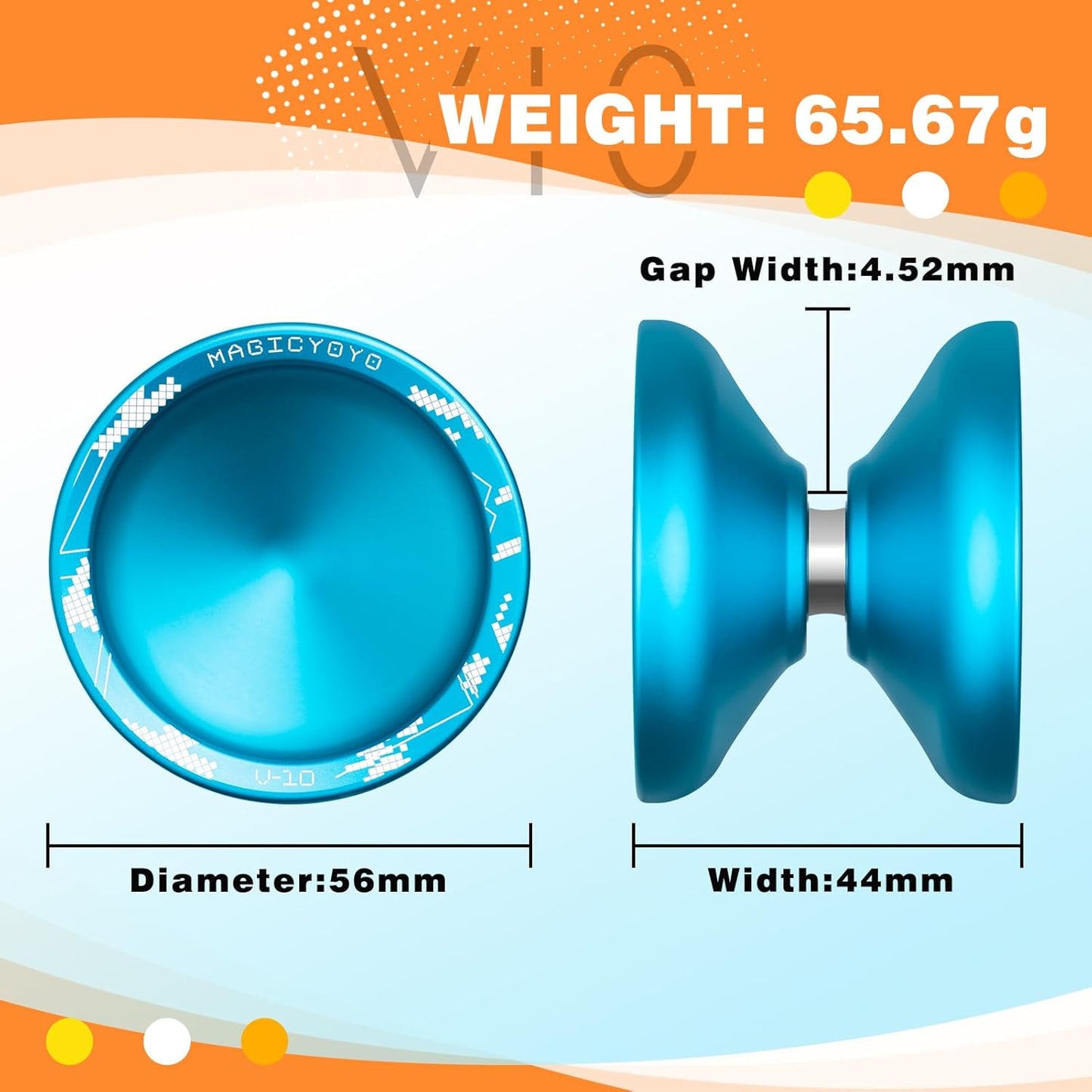 MAGICYOYO V10 Finger Spin Yoyo Professional Metal Trick Yoyo Responsive & Unresponsive Dual Purpose Yo Yo with Storage Case + Yo Yo Glove +12 Strings(Blue)