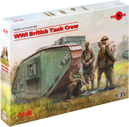 ICM ICM35708 1:35-WWI British Tank Crew 4 Figs