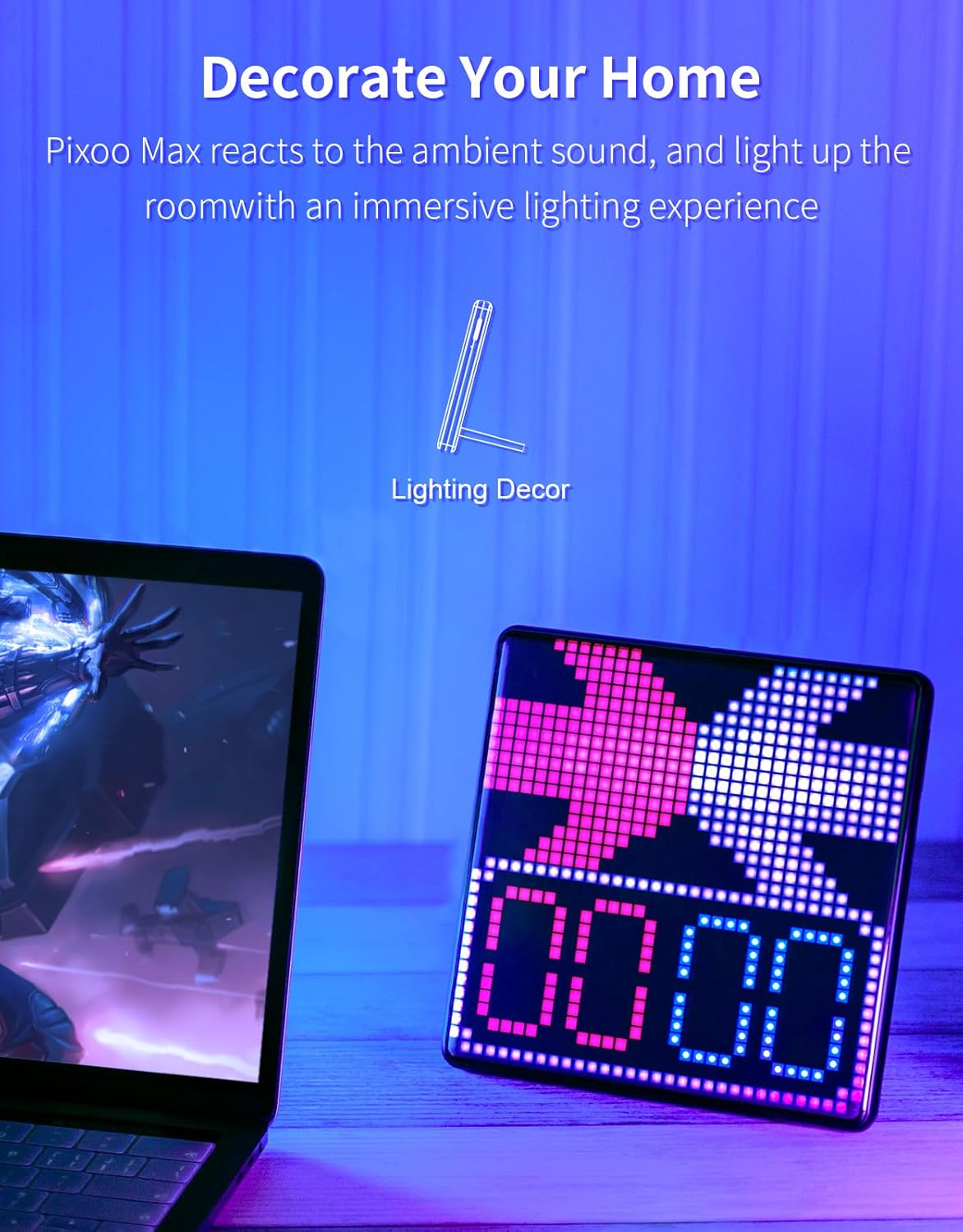 Divoom Pixoo-Max Pixel Display, APP Cellphone Control Display with 32 X 32 Programmable LED Screen for Home Decoration, Business Advertisement