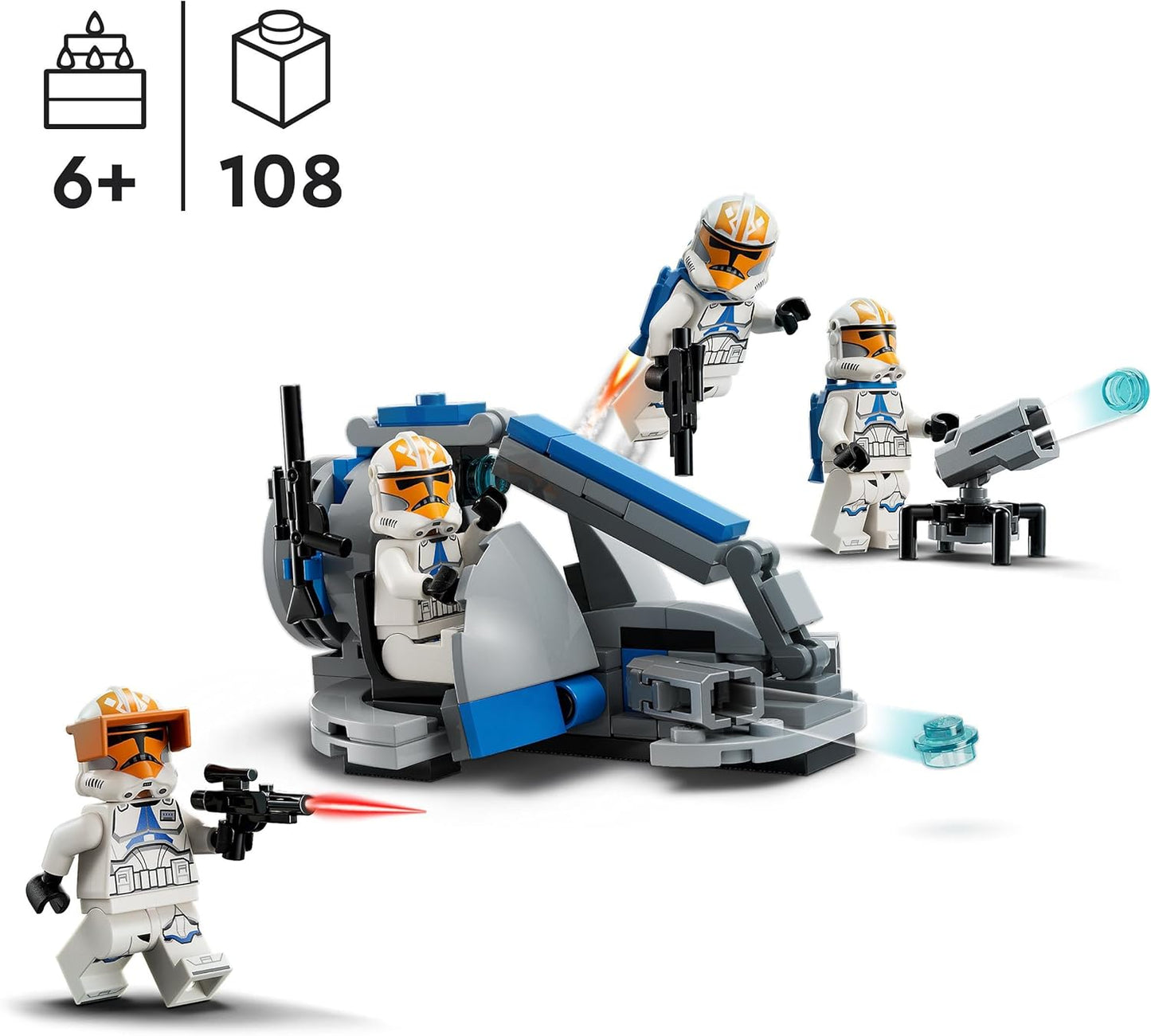 LEGO Star Wars 332nd Ahsoka Company Clone Troopers Battle Pack - The Clone Wars Building Kit with Speeder Vehicle Tenon Launcher and Minifigures - Gift for Children from 6 Years Old 75359