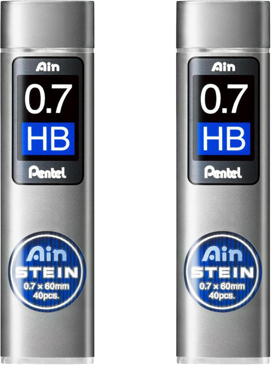 Pentel Ain Stein Mechanical Pencil Lead, 0.7mm HB, 40 Leads (C277-HB)- 2 PACK
