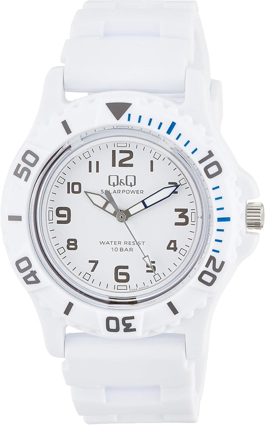 Citizen Q&Q Analog Solar Watch, Water Resistant to 10 ATM, Urethane Strap, white/white, Classic