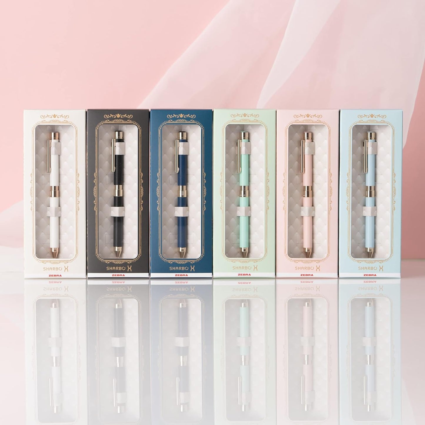 ZEBRA SB36-GS-LPB Sharbo X SL6 Multi-Functional Pen, Gift Set, Refill Included, Leather Pale Blue
