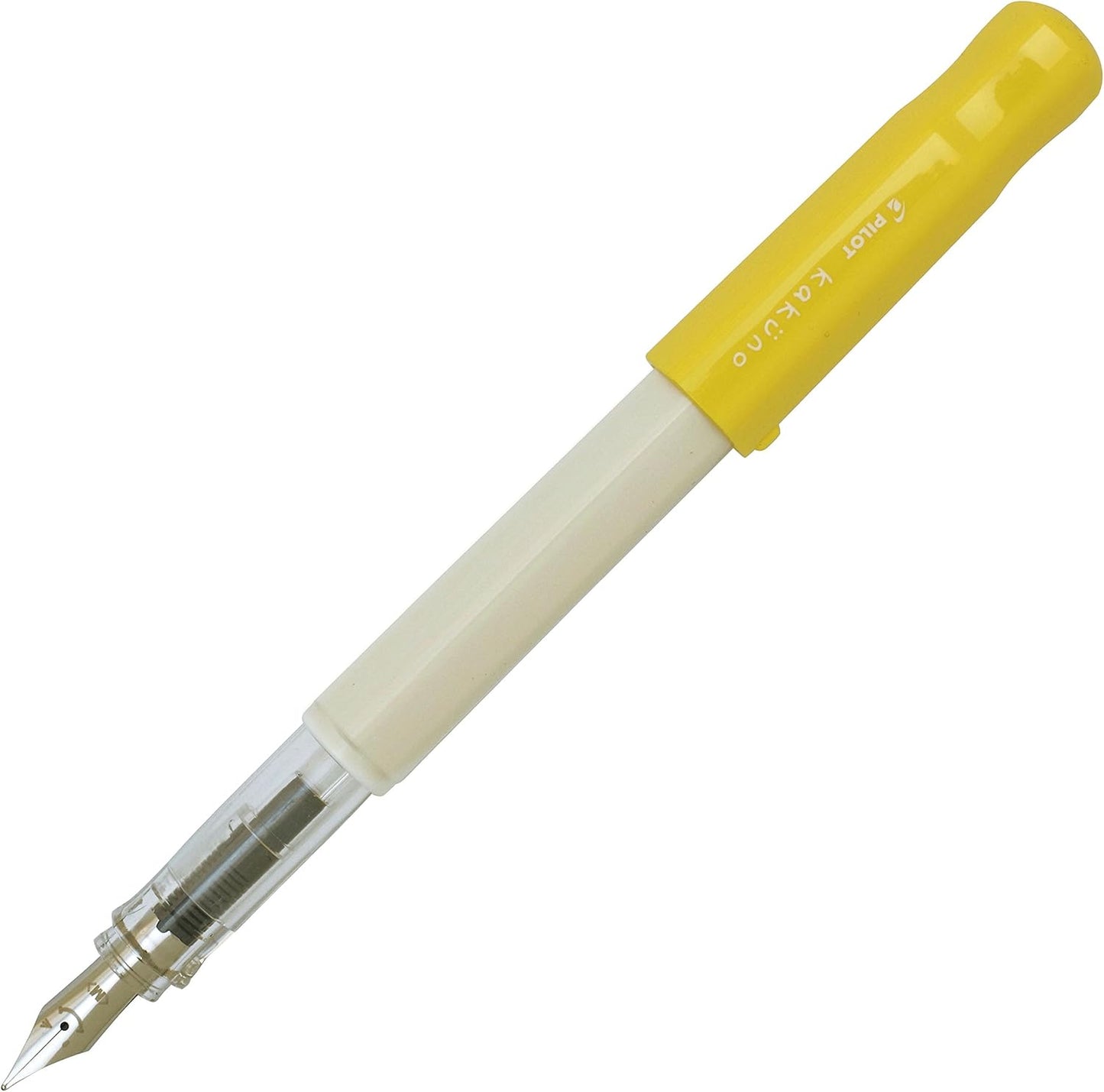 PILOT Kakuno Medium-Nib Fountain Pen, White Body Soft Yellow Cap Body (FKA-1SR-SYM)