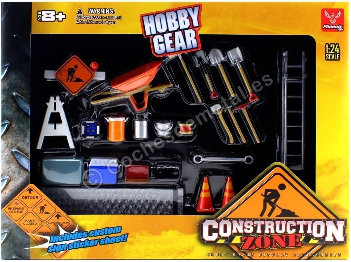 Phoenix Toys Construction Accessories Set for 1/24 Diecast Car Models – Diorama Display Props