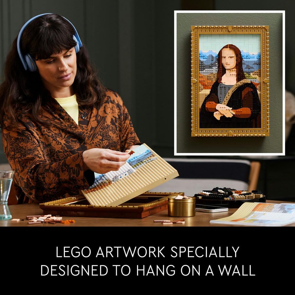 LEGO Art Mona Lisa Set for Adults, Painting by Leonardo da Vinci Hanging Creative Activity for Men and Women, Gift for Art Lovers, Italian Renaissance Art 31213