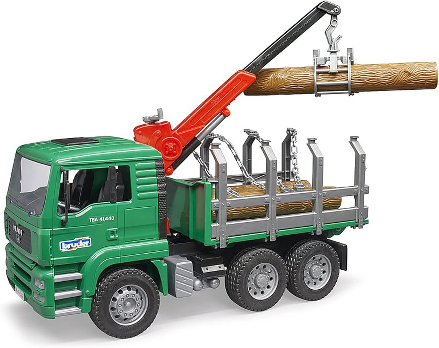 Bruder Toys - Forestry MAN Timber Truck with Fully Functioning Loading Crane, Tilting Loading Bed, and 3 Loadable Trunks - Ages 4+