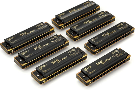 Fender Blues Deville Harmonica, Pack of 7 with case (Keys C, G, A, D, F, E, B Flat)