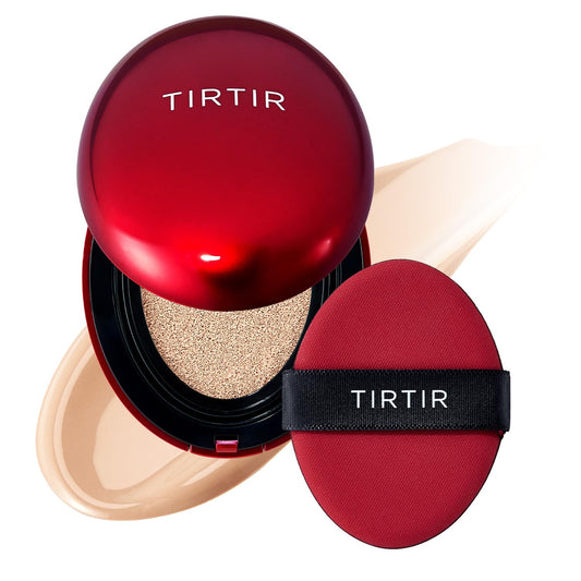 TIRTIR Mask Fit Red Cushion Foundation | Full coverage, Weightless, Skin fit, Satin Glow Finish, Korean Makeup Cushion Foundation (#21C Cool Ivory, 0.63 Fl Oz)