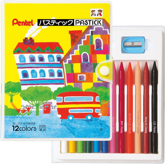 Pentel GC1-12D Crayon Pencils, Pastic, 12 Colors
