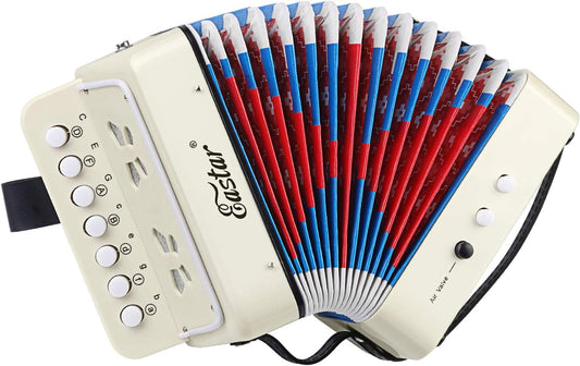 Eastar Kids Accordion Toy Accordian Mini Musical Instruments 10 Keys Button for Child Children Kids Toddlers Beginners (White)