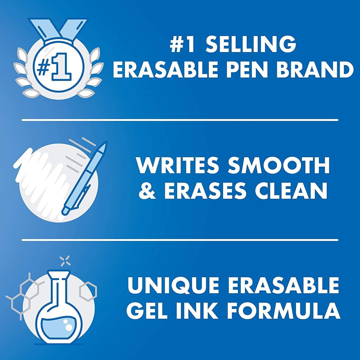 PILOT, FriXion Clicker Erasable Gel Pens, Fine Point 0.7 mm, Pack of 10, Assorted Colors