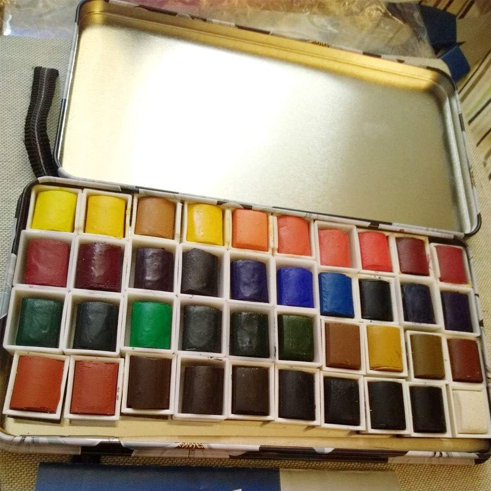 Empty Watercolor Tins Paint Palette with 40Pcs Empty Half Pans Carrying Magnetic Squares - Starry Night by Vincent Van Gosh