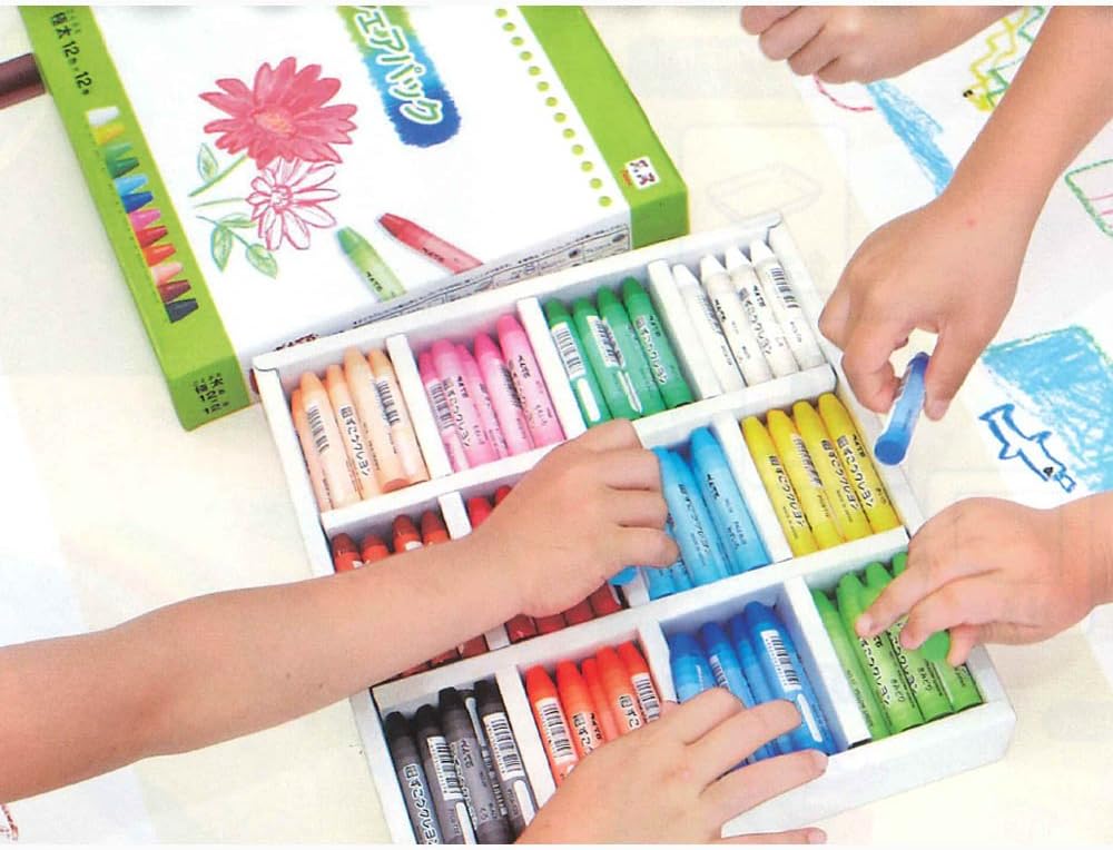 Pentel PTCGSP-12 Crayons, Share Pack, 12 Color Set (12 Colors x 12 Pieces)