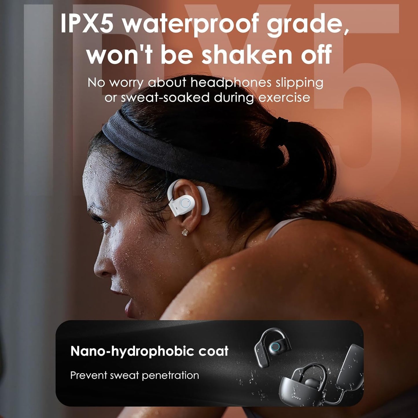 King Lucky i31PRO Open Ear Headphones Wireless Bluetooth 5.3 Earbuds Ear Hanging Bluetooth Headset with mic White 60Hrs Playtime ipx5 Waterproof Sports Ear Buds for Gym Running Gaming(Off-White)