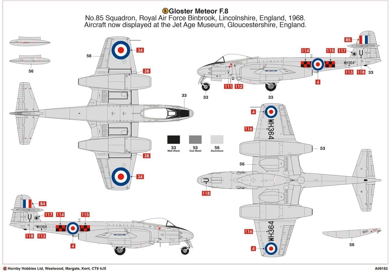 Airfix Gloster Meteor F8 1:48 Military Aviation Plastic Model Kit A09182