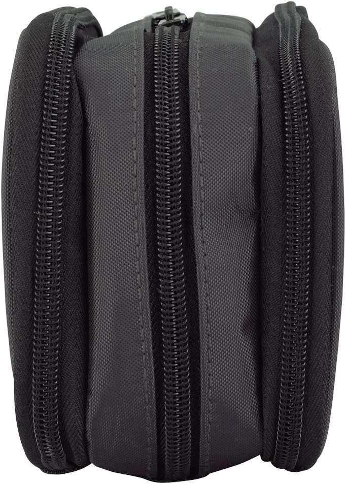 LIHIT LAB Large Capacity Triple Zipper Pencil Case For School Office College, Big Capacity 8 Compartments Pencil Bag Holder Adults Teen Boys Girls, Travel Cosmetics Storage, Black (A7556-24)