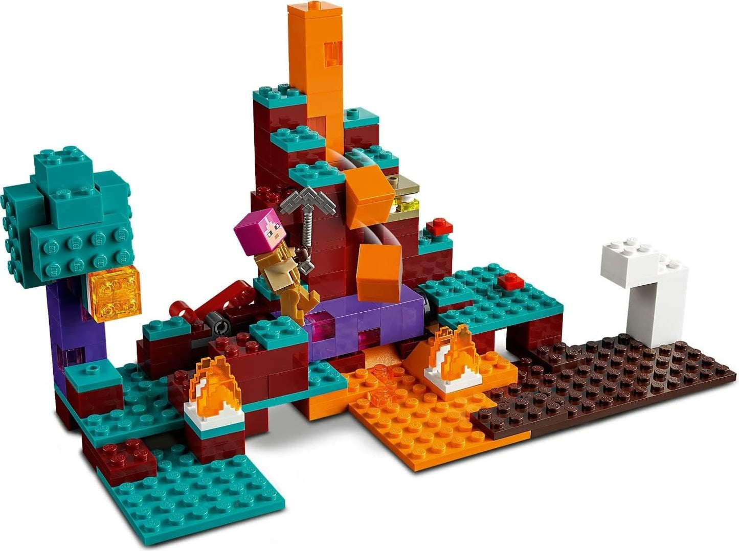 LEGO Minecraft Warped Forest 21168 building kit with Nether adventure scene, Minecraft characters, and hostile mobs
