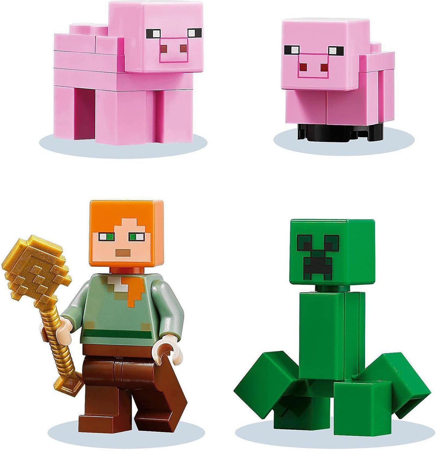 LEGO 21170 Minecraft The House-Pig Animal Building Toy with Accessories, Gifts for Boys and Girls Ages 8 and Up for Birthday Parties, Alex and Creeper Figures