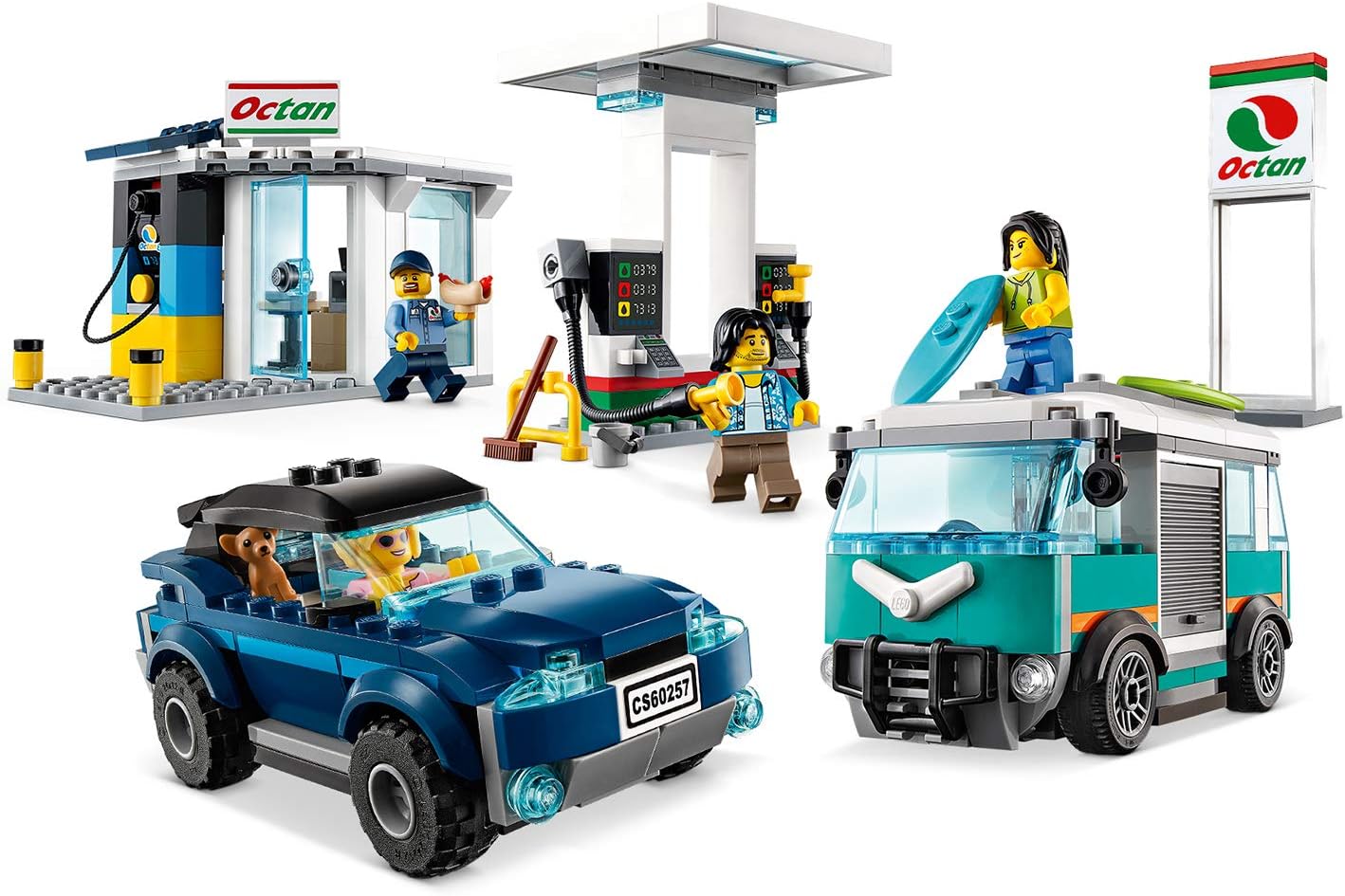 LEGO City Turbo Wheels - Gas Station, Toy Building Set from 5 Years, with Various Toy Vehicles and Minifigures (60257), Assorted Colour/Model