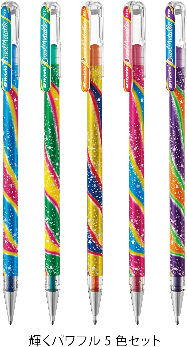 Pentel K110WR-5STA Hybrid Dual Metallic Brilliant Powerful 5 Colors Ballpoint Pen