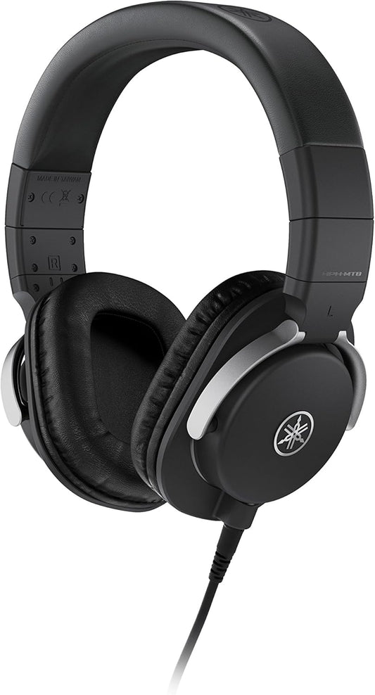 YAMAHA HPH-MT8 Studio Headphones - Foldable high-end Headphones with 3 m Cable (Smooth) and 1.2 m Coiled Cable with 6.3 mm Standard Stereo Adapter Plug, in Black