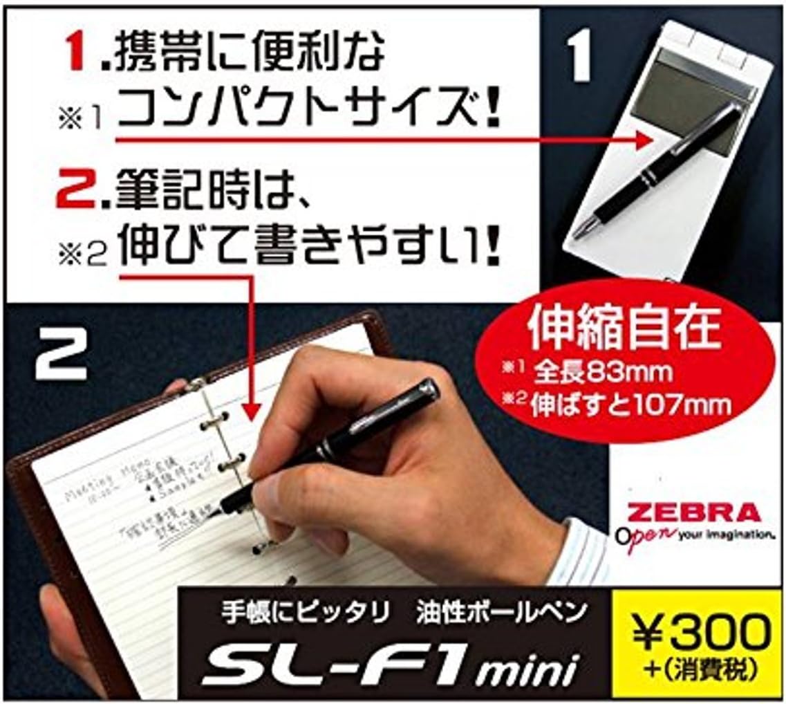 ZEBRA SL-F1 Mini Ballpoint Pen, 0.7 mm, Pink Body, Black Ink (BA55-P)