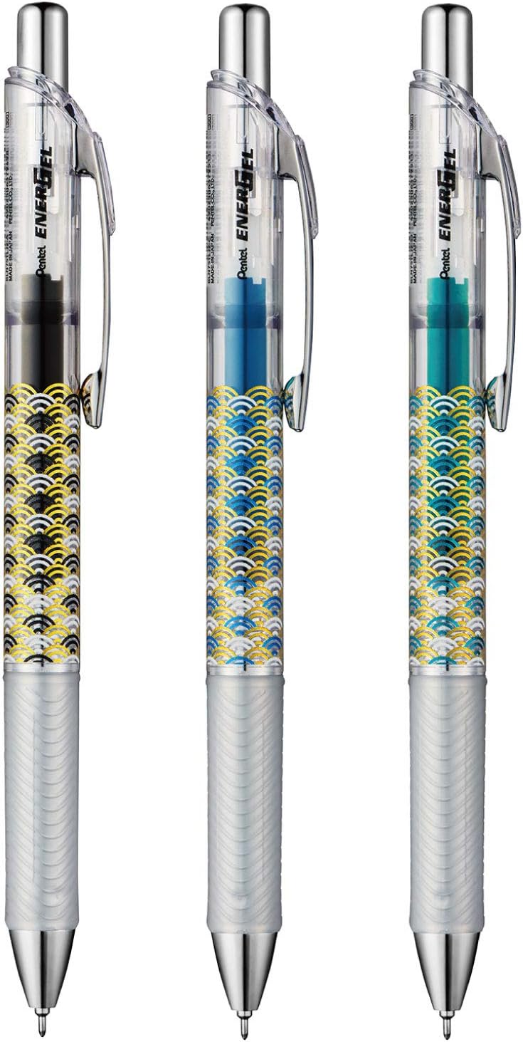 Pentel BLN75TLJ-3A Gel Ink Ballpoint Pen, 0.5 mm, Limited Japanese Pattern, Set of 3