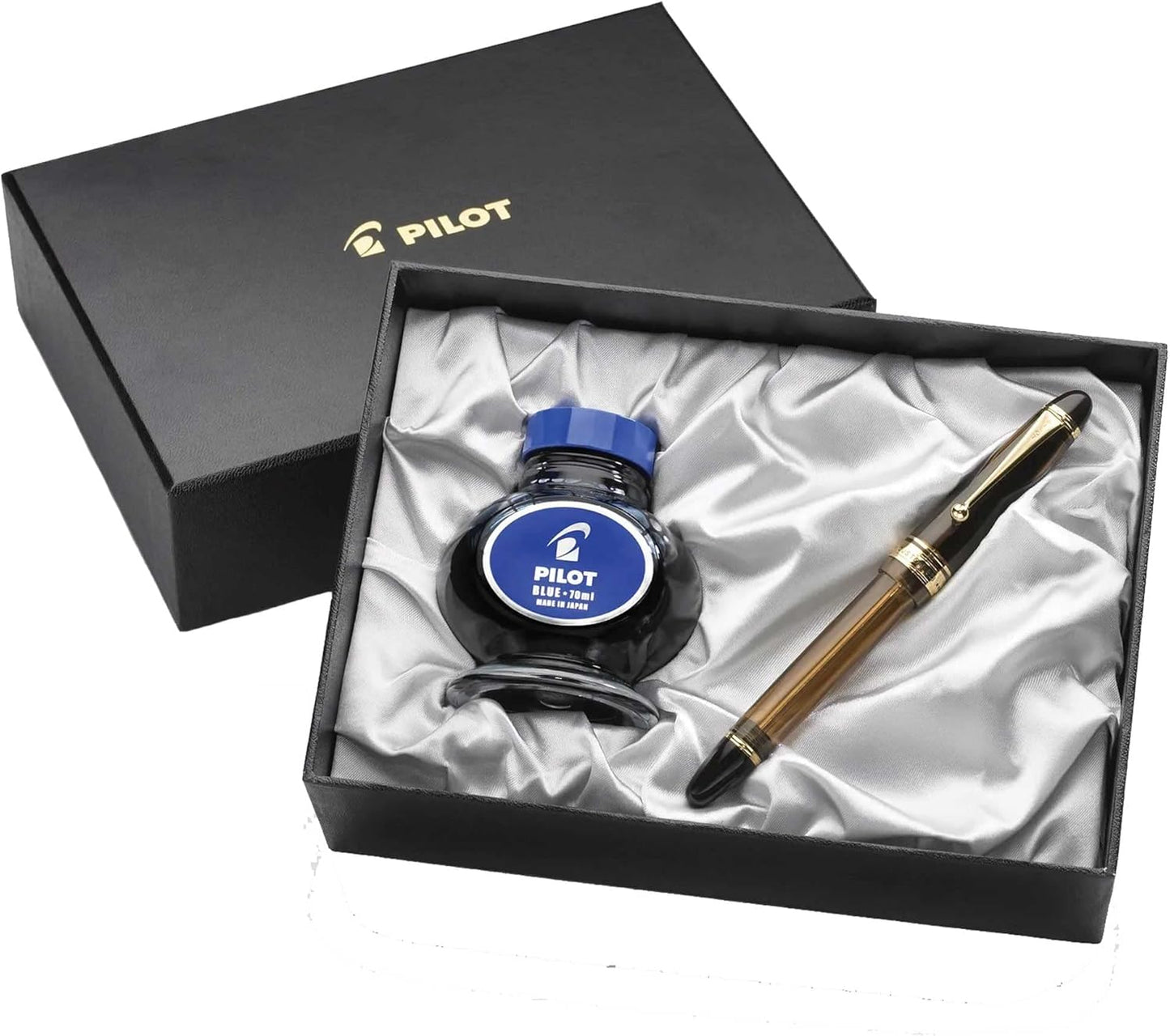 PILOT Custom 823 Fountain Pen, Amber Barrel, Fine Nib, Blue Ink (60558)
