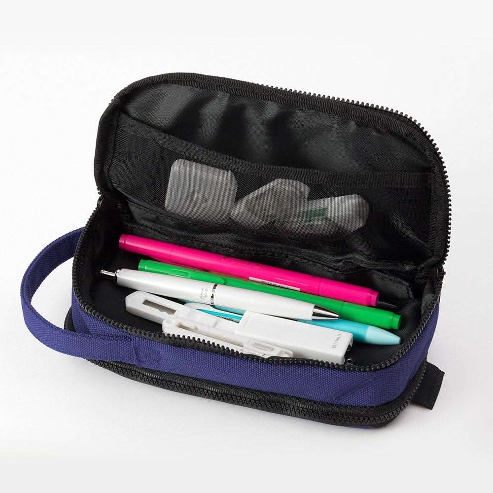 DESIGNPHIL Midori 41786006 Pencil Case, 2-Way Pouch, Pen Pouch, Cordura, Blue