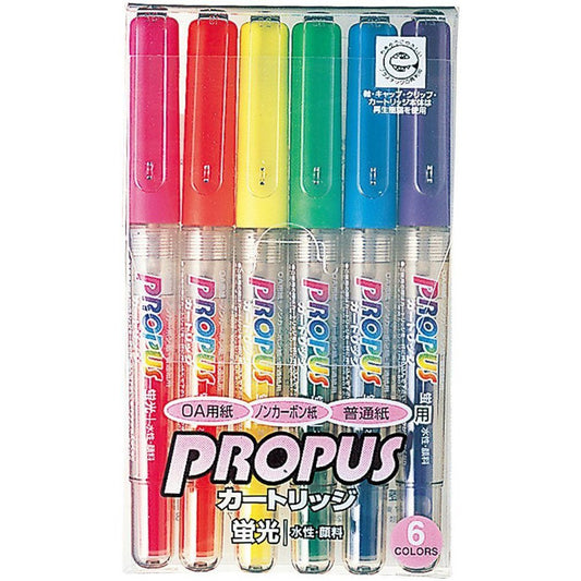 Mitsubishi Propus Highlighter Set – Cartridge Type, 6 Colors (PUS1556C)
