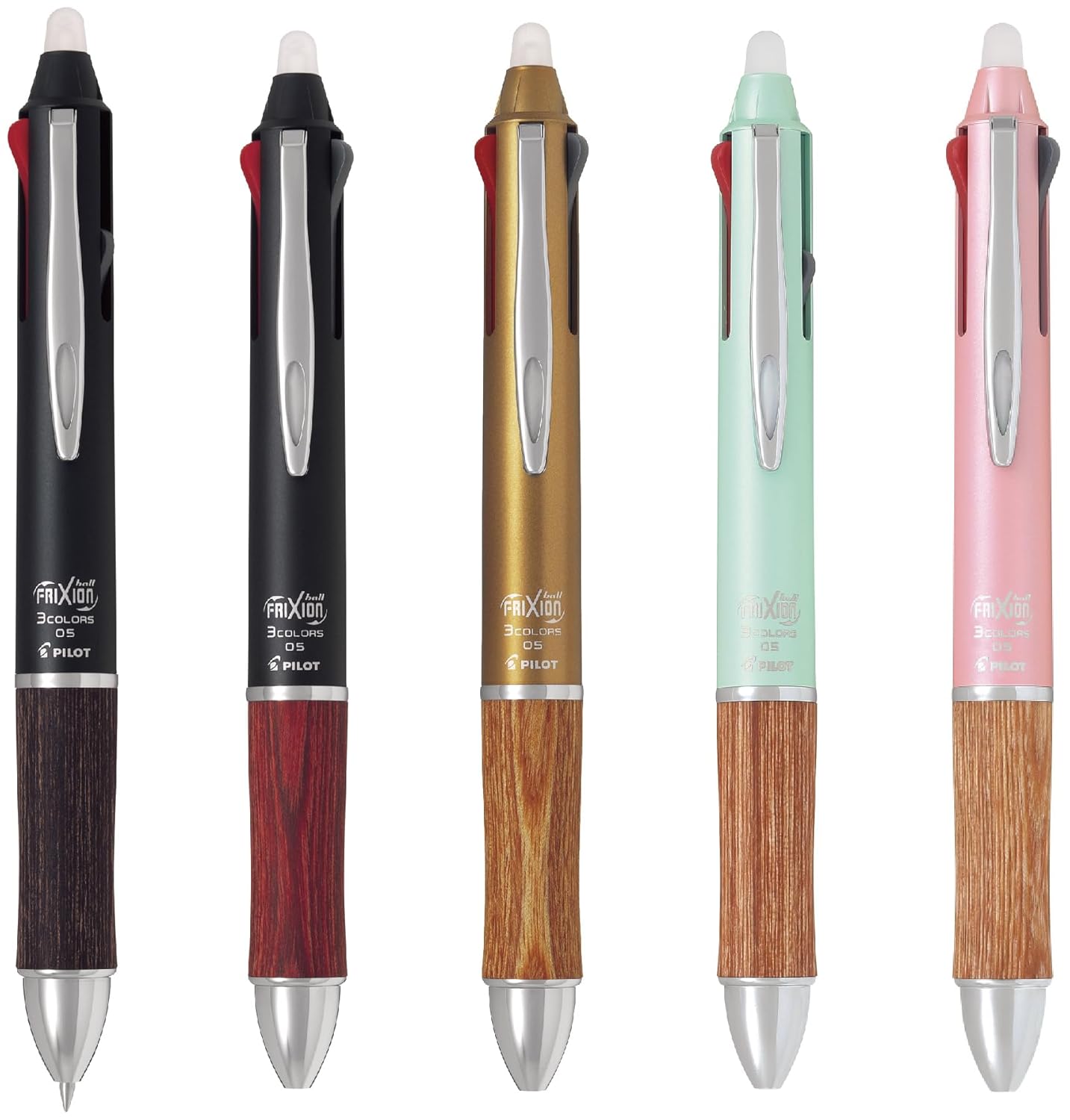 PILOT LKFB-2SEF-BN Erasable 3 Color Ballpoint Pen Frixion Ball 3 Wood 0.5 Brown