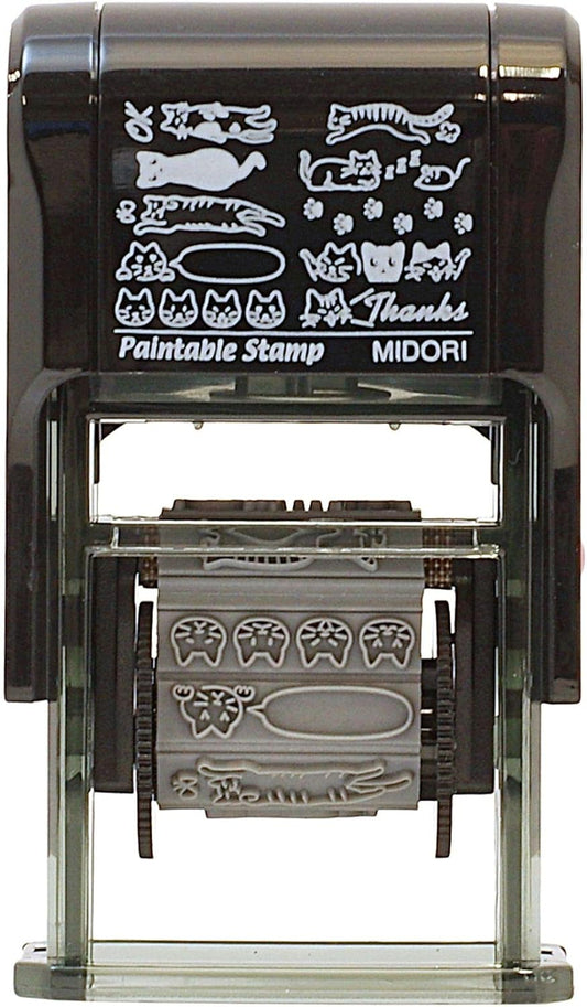 Midori 35380006 Stamp, Rotating Stamp, Cat Pattern