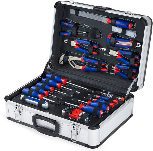WORKPRO W009019A 119-Piece Tool Kit in Aluminum Case, Home Reparing Set