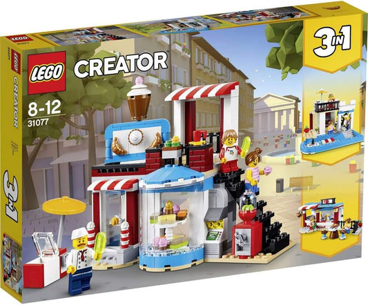 LEGO 31077 Creator 3in1 Modular Sweet Surprises Pool House and Food Corner Cafe Model Building Set, Toys for Kids 8-12 Years Old