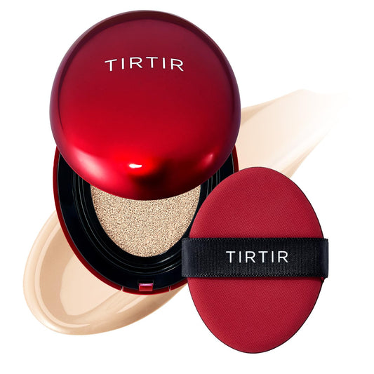 TIRTIR Mask Fit Red Cushion Foundation | Full coverage, Weightless, Skin fit, Satin Glow Finish, Korean Makeup Cushion Foundation (#17N Vanilla, 0.63 Fl Oz)