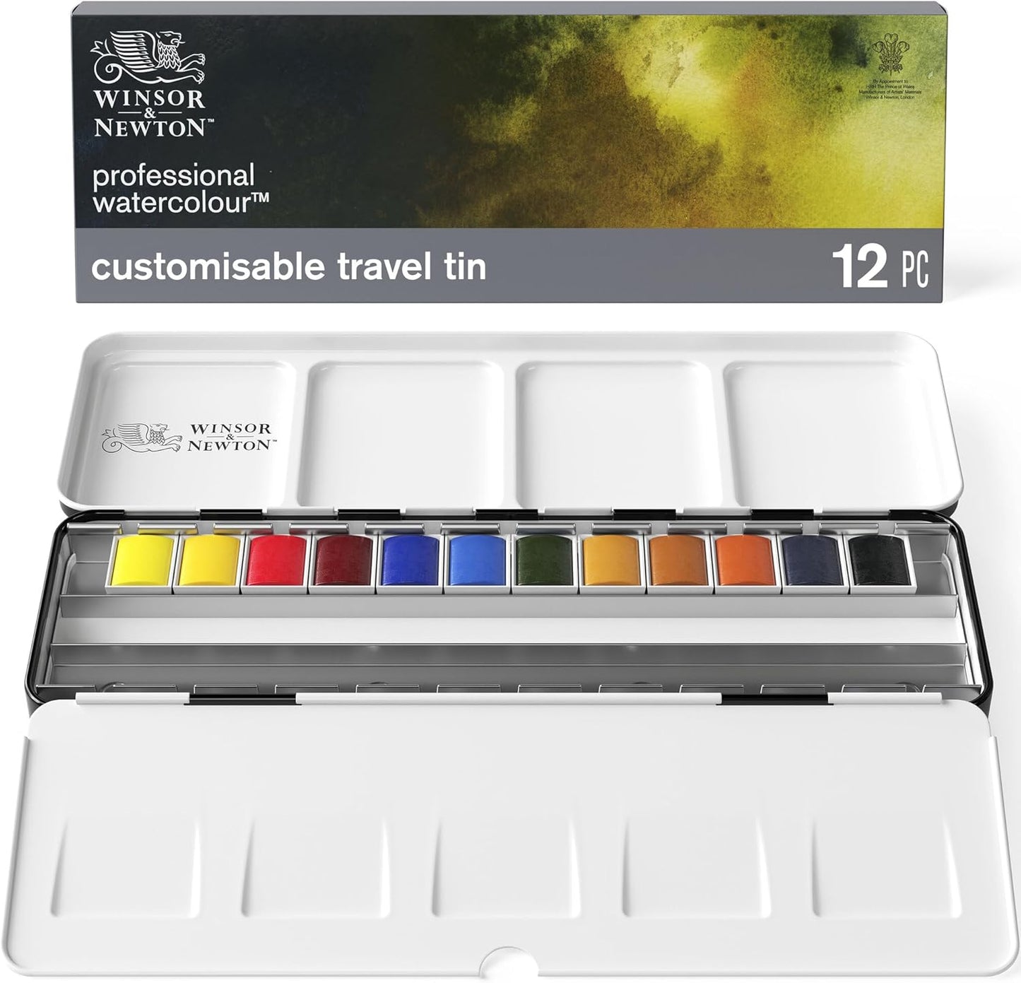 Winsor & Newton Professional Watercolor Paint Set, Black Box Set, 12 Half Pan