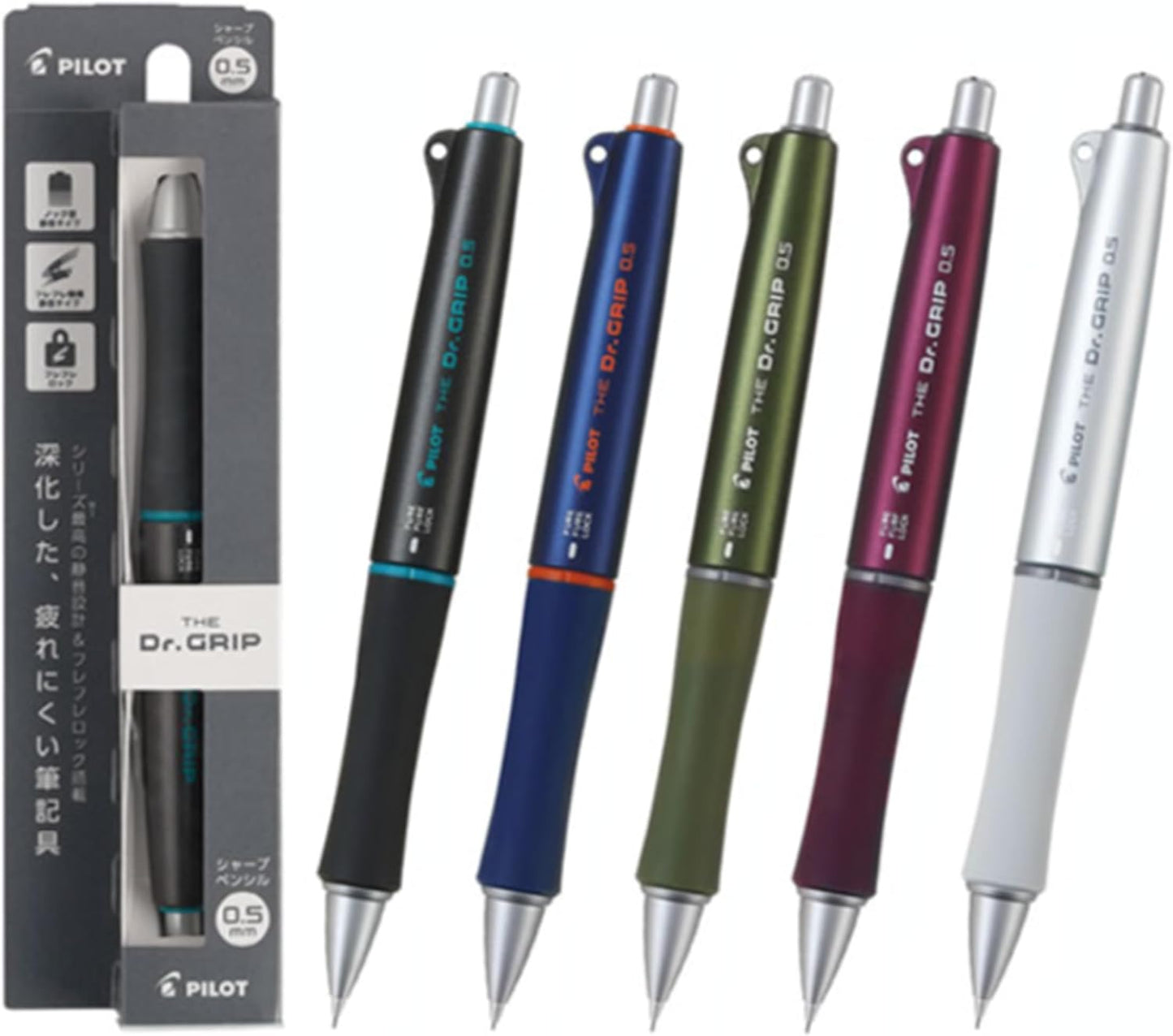 PILOT The Doctor Grip Mechanical Pencil, 0.5mm, HTDG-90R-DGY Dark Gray