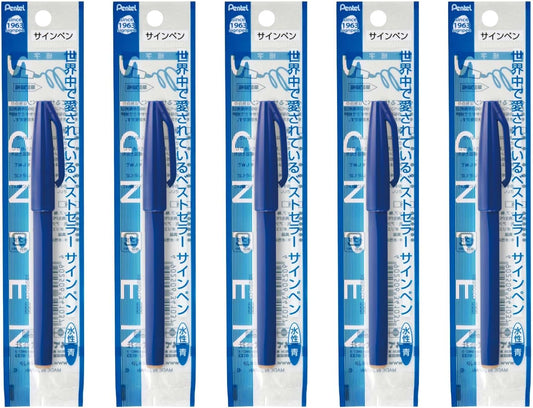Pentel XS520-CD Water-Based Pen, Sign Pen, Blue, 5 Pieces