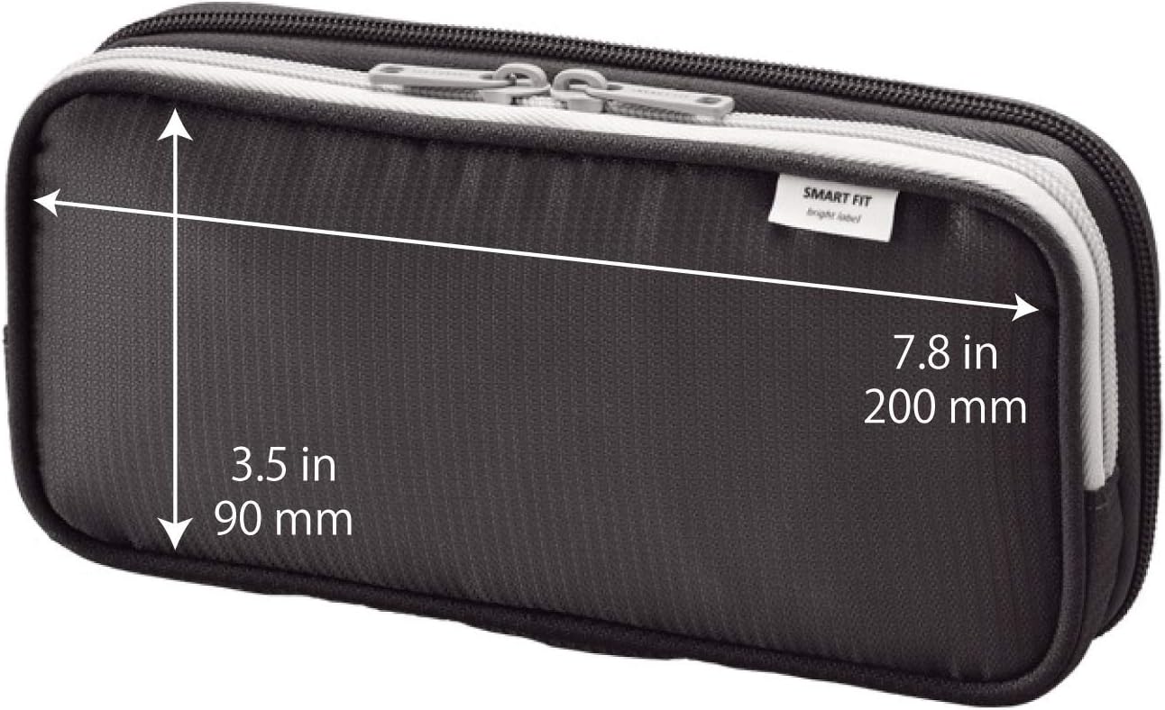 LIHIT LAB Double Pen Case, Large, 4.1 x 8.7, Green (A7661-7)