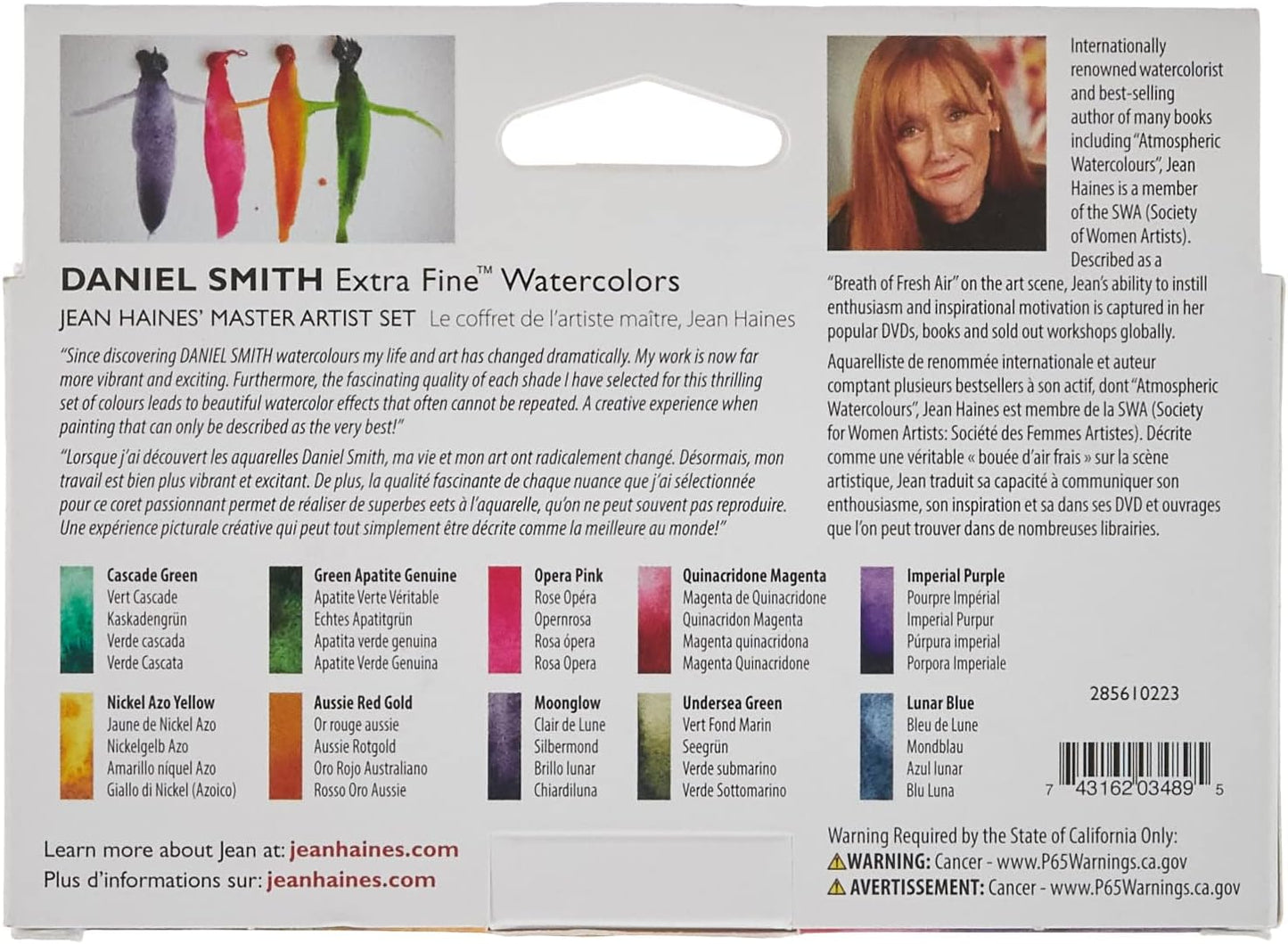 DANIEL SMITH Watercolor, 5ml tubes, Jean Haines Master Artist Set 10 Watercolor Tubes (total 10 pieces) 285610223, 0.17 Fl Oz (Pack of 10)