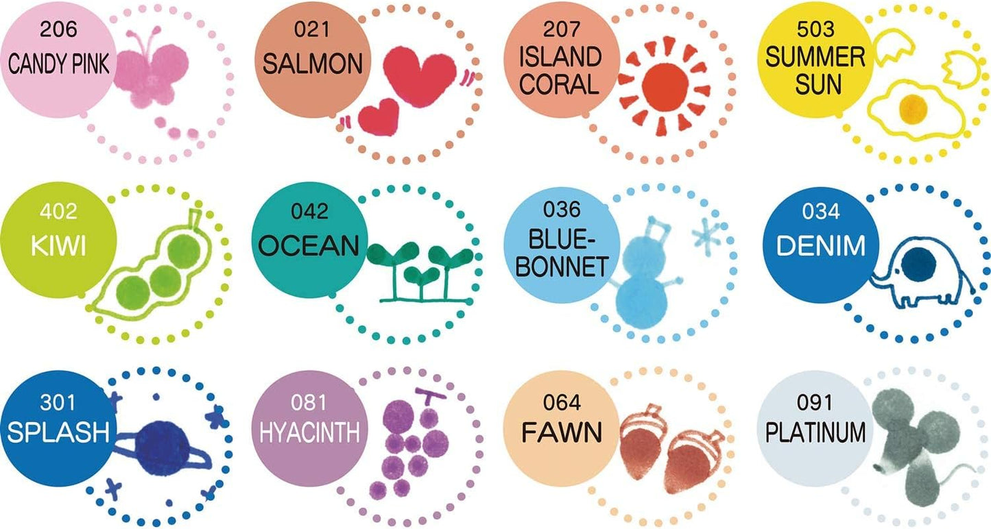 Kuretake Zig Clean Color Dot Pens Water Based Marker, 12 Colors Set (TC-6100/12V)