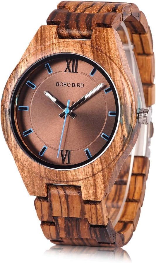 BOBO BIRD Special Design Mens Wooden Watches Sport Quartz Timepieces (Brown face)