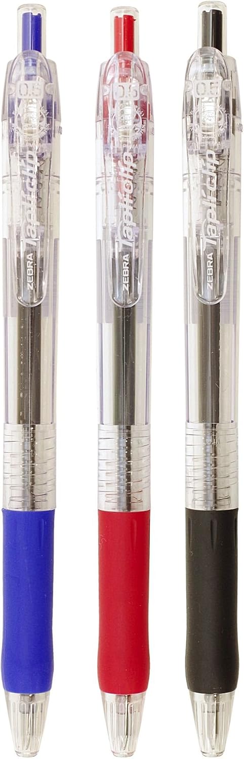 ZEBRA Knock Oil-Based Ink Ballpoint Pen, TapliClip, 0.5, Blue Ink